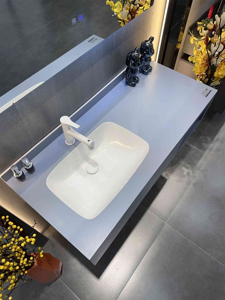 Blue Sintered Stone Bathroom Vanity