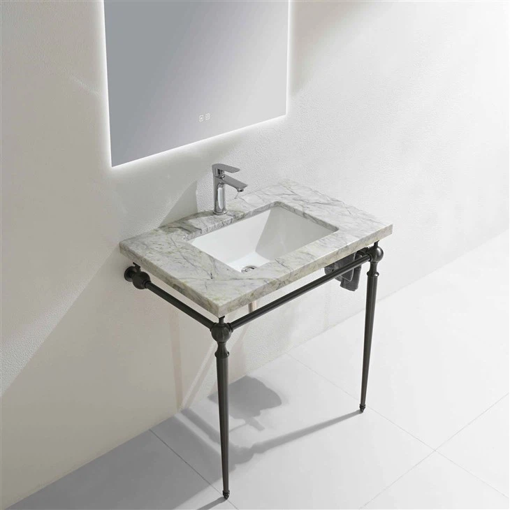 Natural Marble Cold Jadeite Metal Frame Bathroom Vanity
