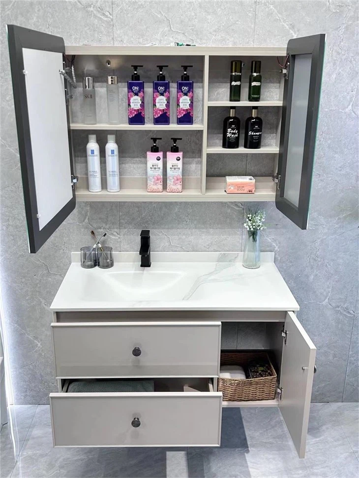 Sintered Stone Bathroom Wood Cabinet