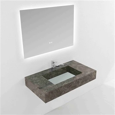 Dark Coffee Glossy Finish Sintered Stone Bathroom Vanity