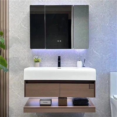 Resin Sink Solid Wood Bathroom Vanity