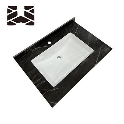 Small Black Bathroom Slate Countertop
